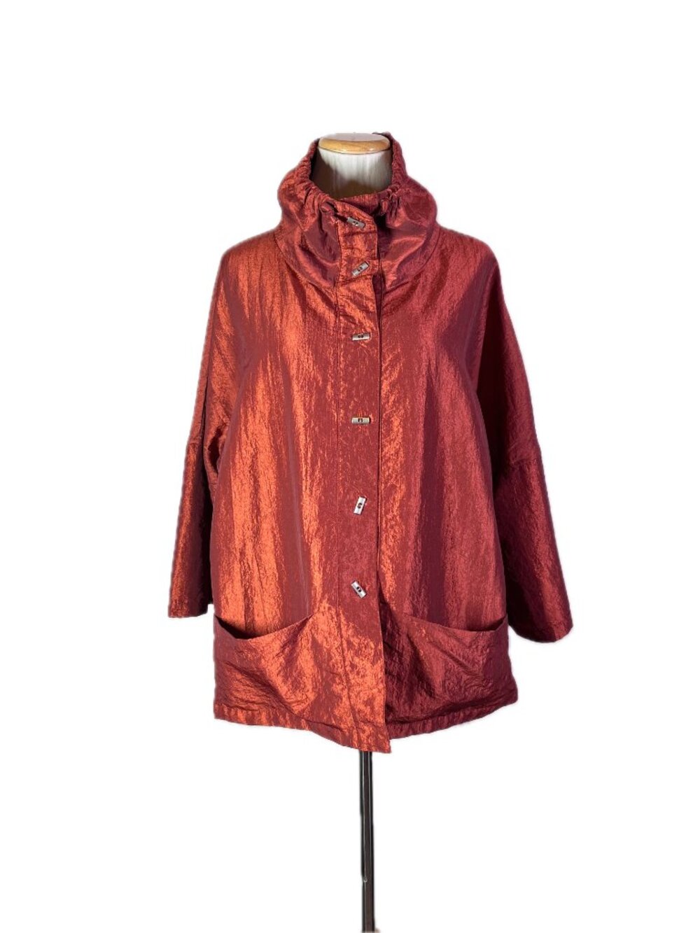 Connie's Moon Light Size L Burnt Orange Light Jacket Funnel Neck Oversized
